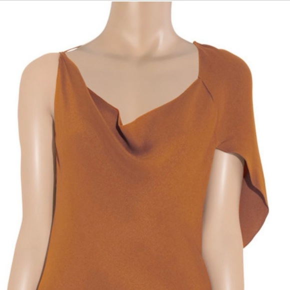 Alexander Wang Rust Asymmetrical 100% Silk Dress Sz 0 - Picture 3 of 13